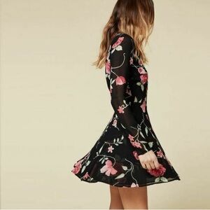 Reformation Black Floral Fitted Blouse